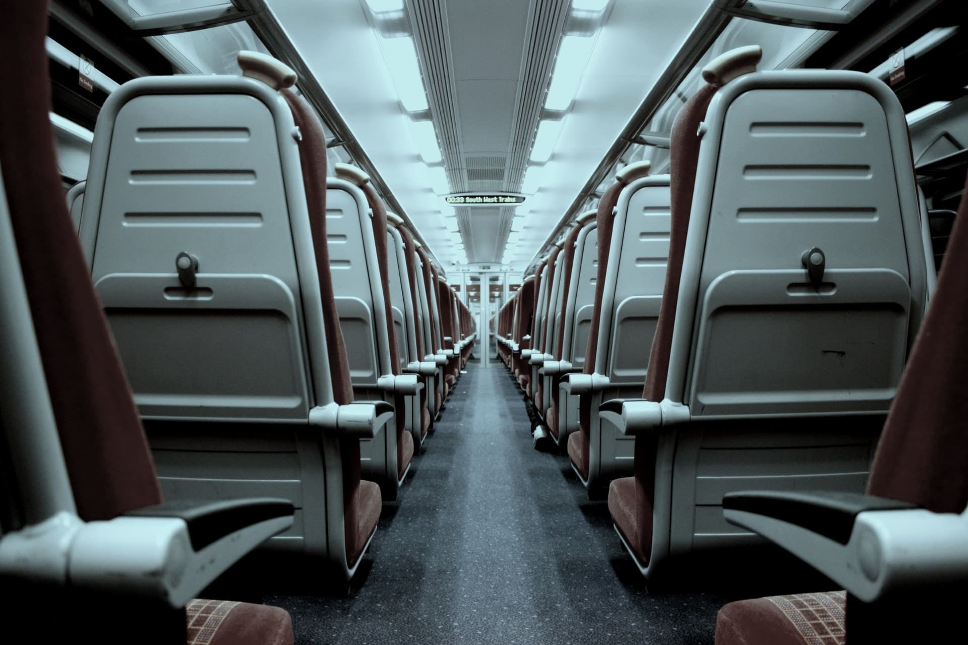 The interior of an airplane representing the risk of flying during the holdiays