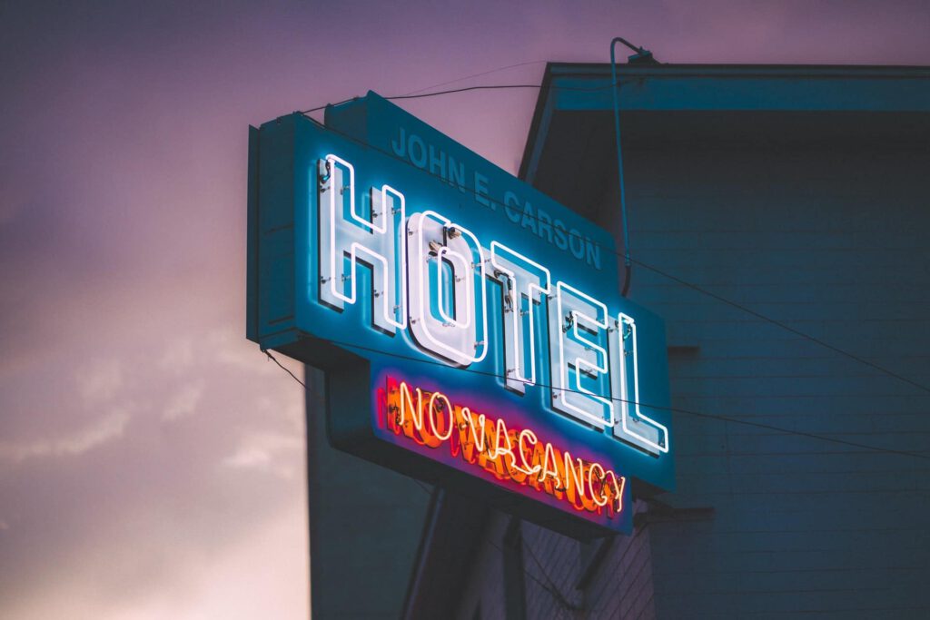 A hotel sign representing mandatory hotel stays in Canada for international travellers