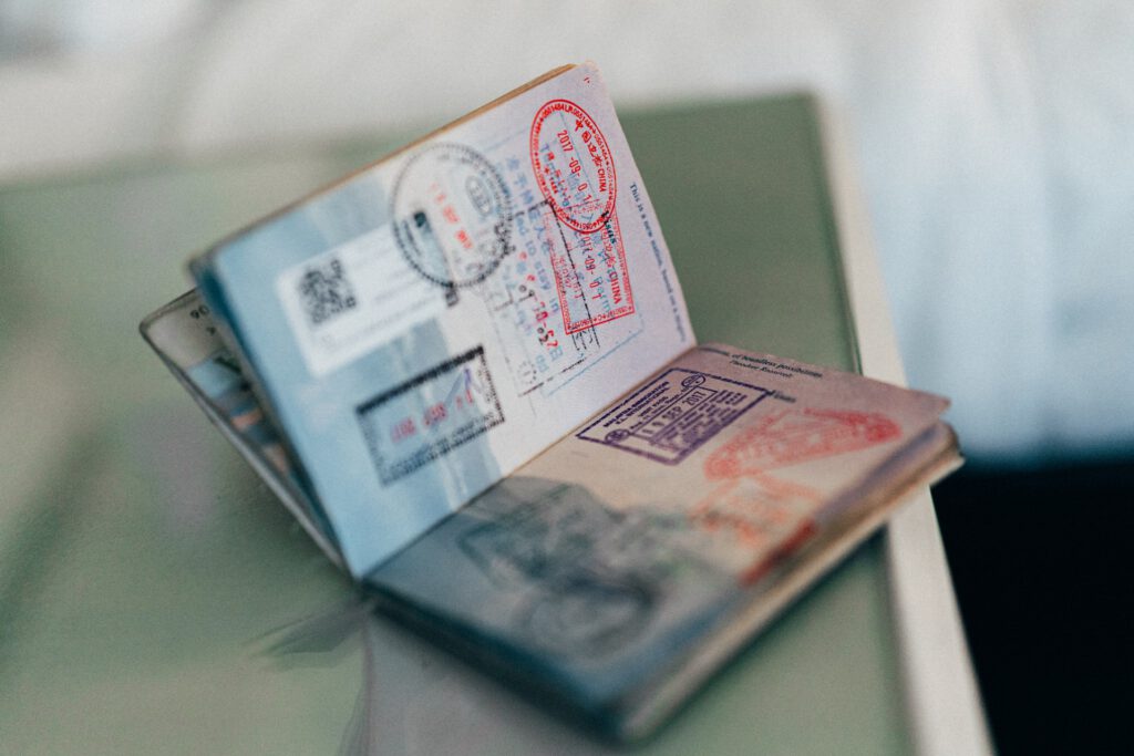 A stamped passport page, representing immigration to Canada in 2021