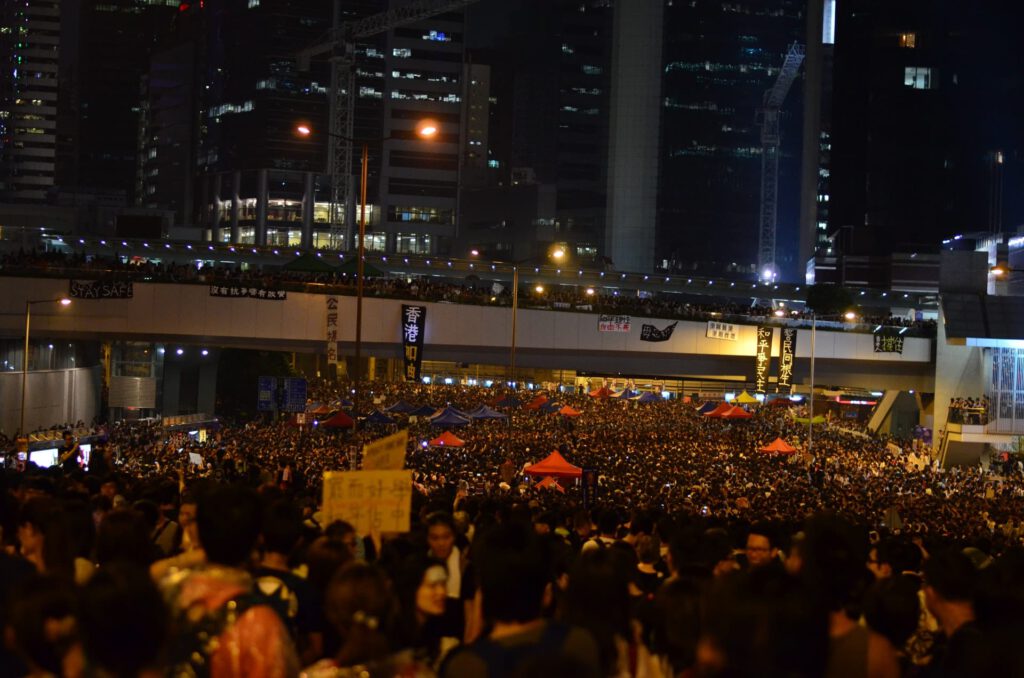 Hong Kong protest representing urgent immigration efforts in Canada for Hong Kong citizens