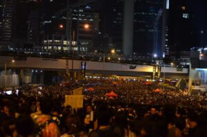 Hong Kong protest representing urgent immigration efforts in Canada for Hong Kong citizens