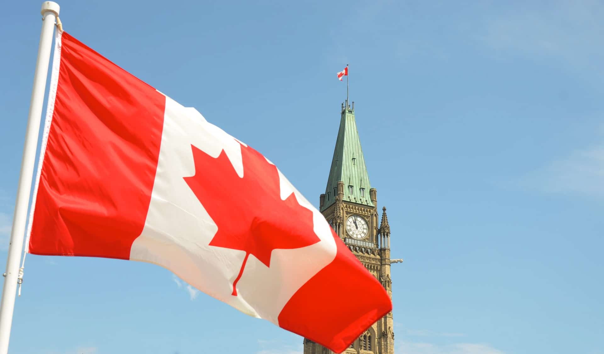 Canadian flag and Parliament