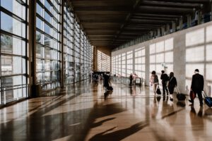 Travellers at an airport
