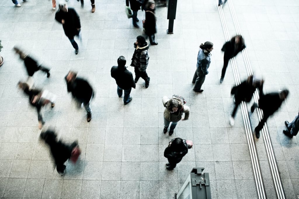 People walking on a city street