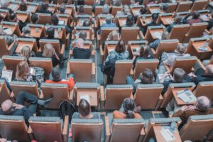 Lecture hall representing possible cap on international students